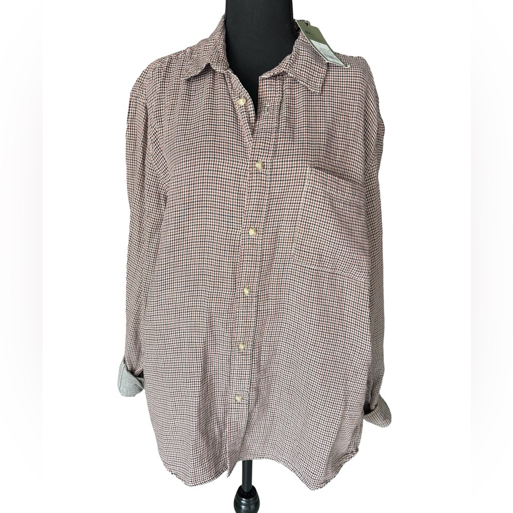 Goodfellow & Co Brown and White Gingham Button-Down Shirt